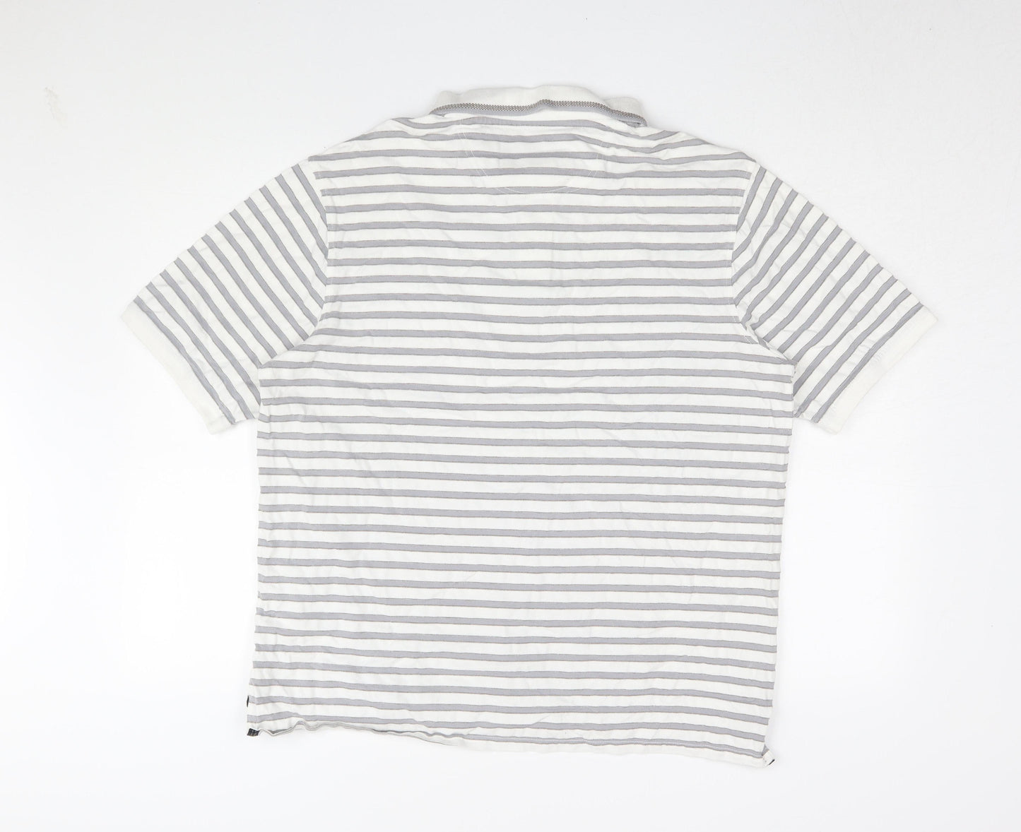 Marks and Spencer Men's White Striped Polo L