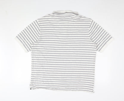 Marks and Spencer Men's White Striped Polo L