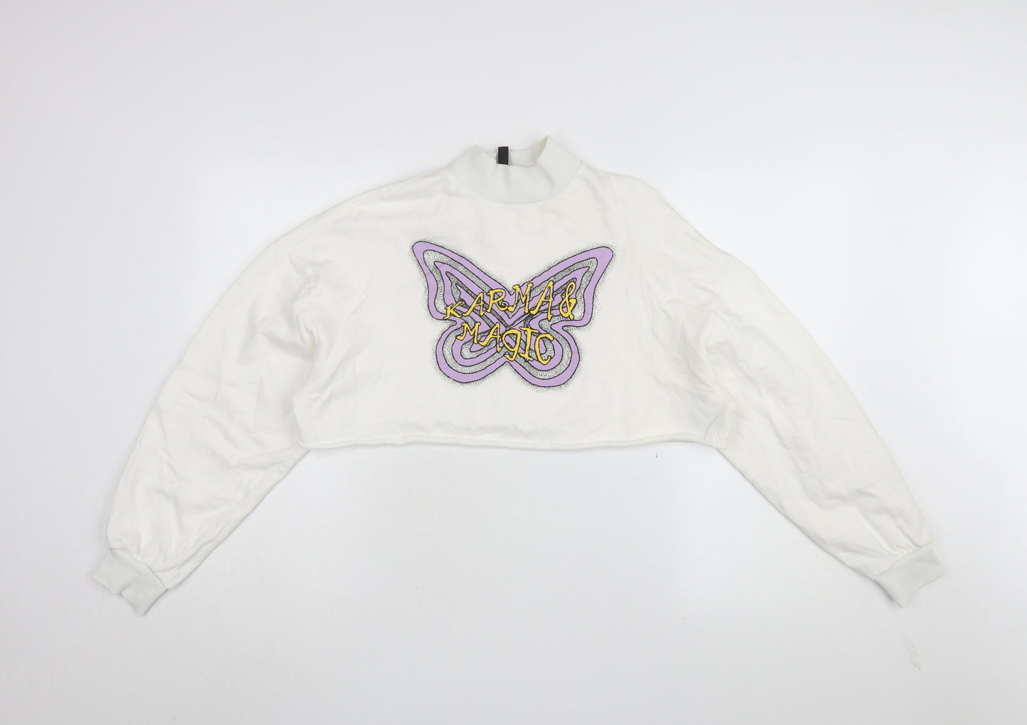 H&M Women's White Pullover Sweatshirt, Size 12