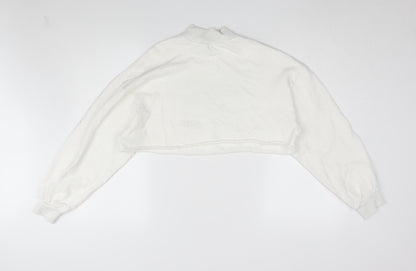 H&M Women's White Pullover Sweatshirt, Size 12
