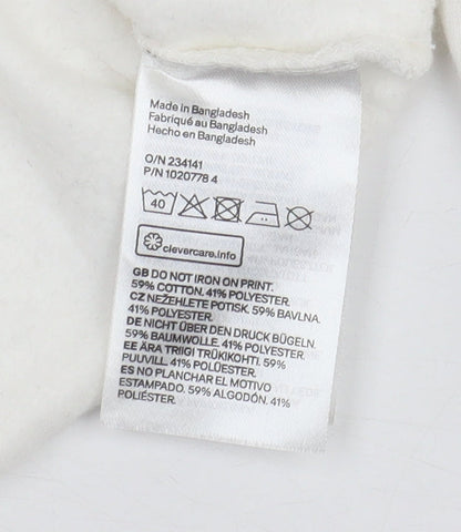 H&M Women's White Pullover Sweatshirt, Size 12