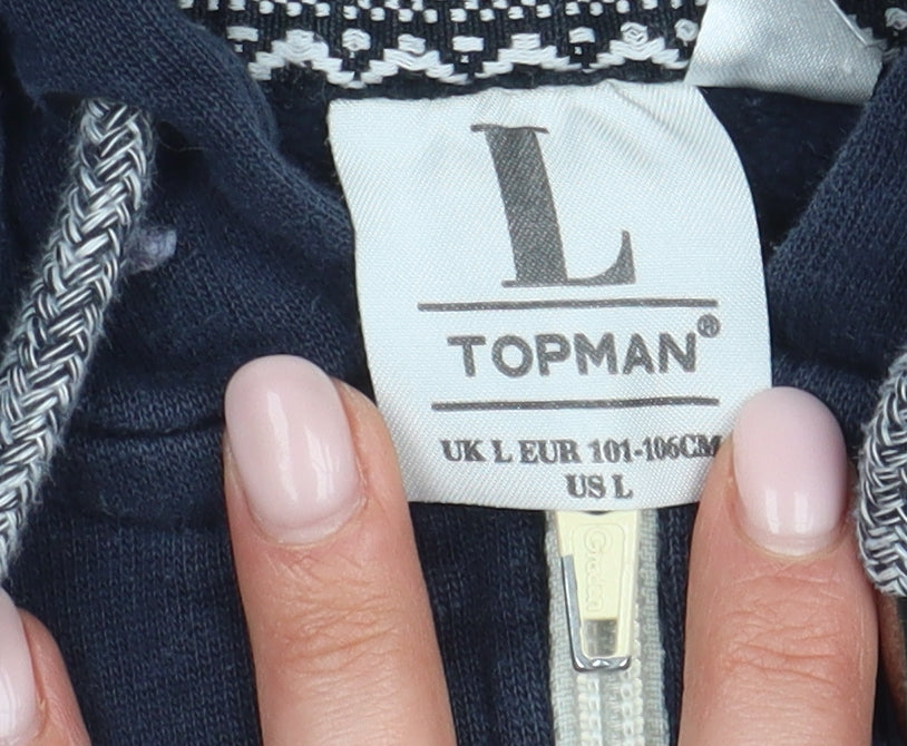 Topman Men's Blue Full Zip Hoodie L Regular