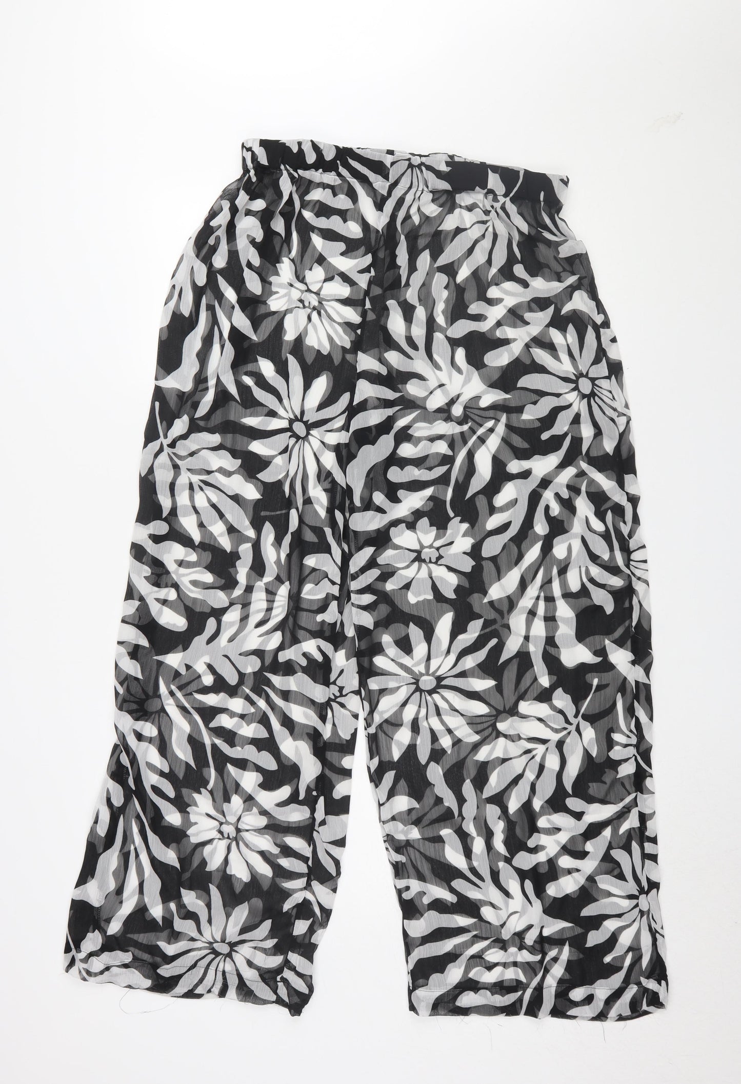 Womens UK Size L Topshop Relaxed Fit Wide-Leg Black Trousers