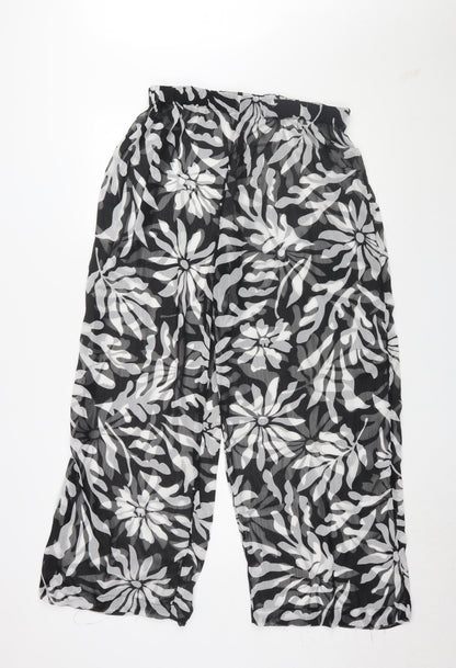Womens UK Size L Topshop Relaxed Fit Wide-Leg Black Trousers