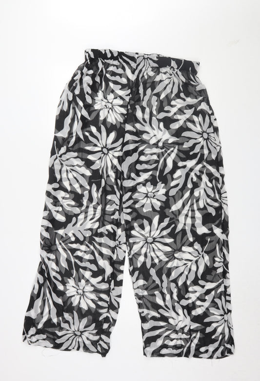 Womens UK Size L Topshop Relaxed Fit Wide-Leg Black Trousers
