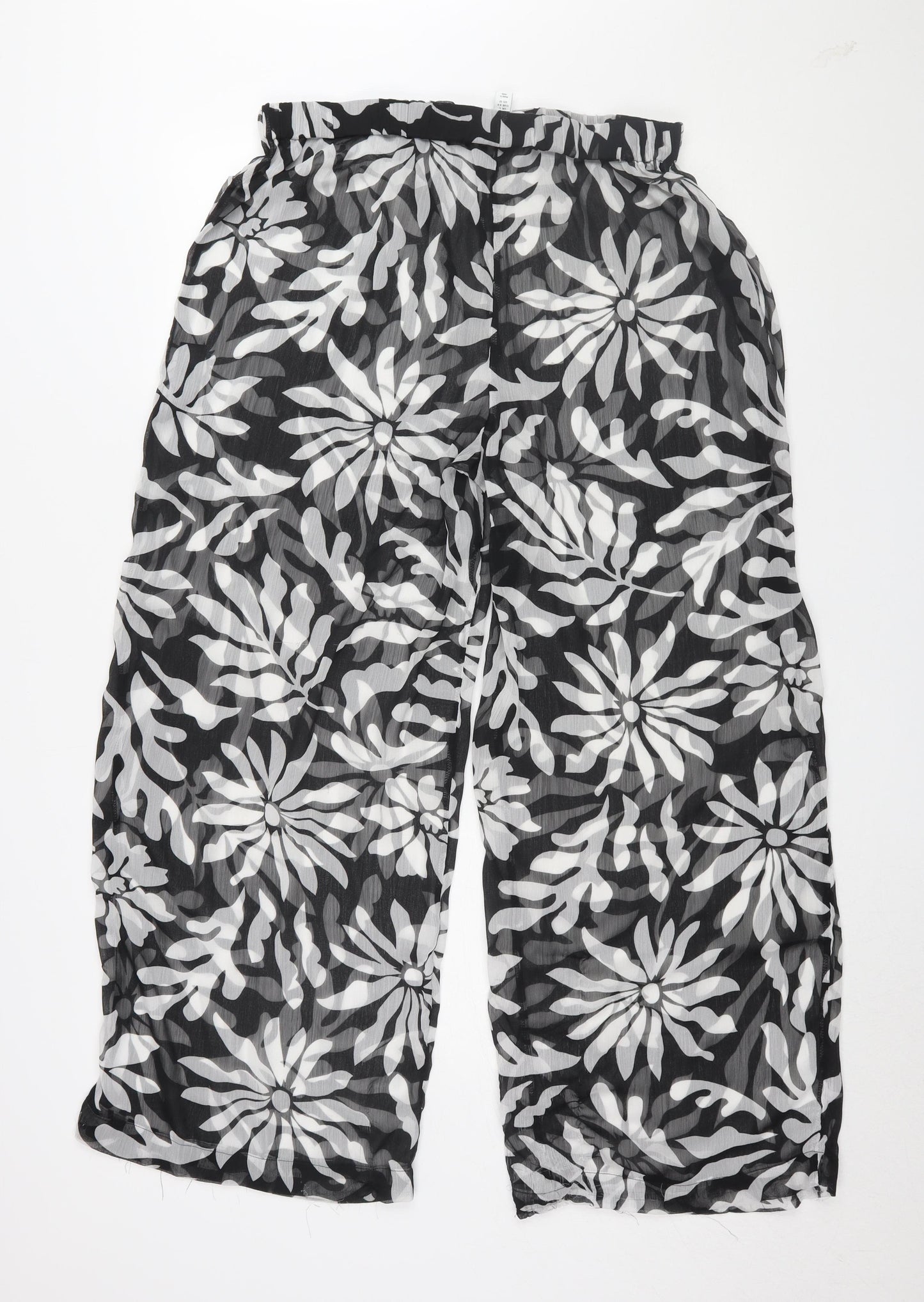 Womens UK Size L Topshop Relaxed Fit Wide-Leg Black Trousers