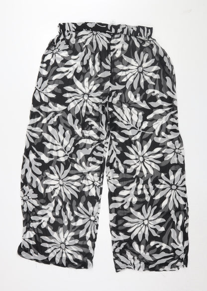 Womens UK Size L Topshop Relaxed Fit Wide-Leg Black Trousers
