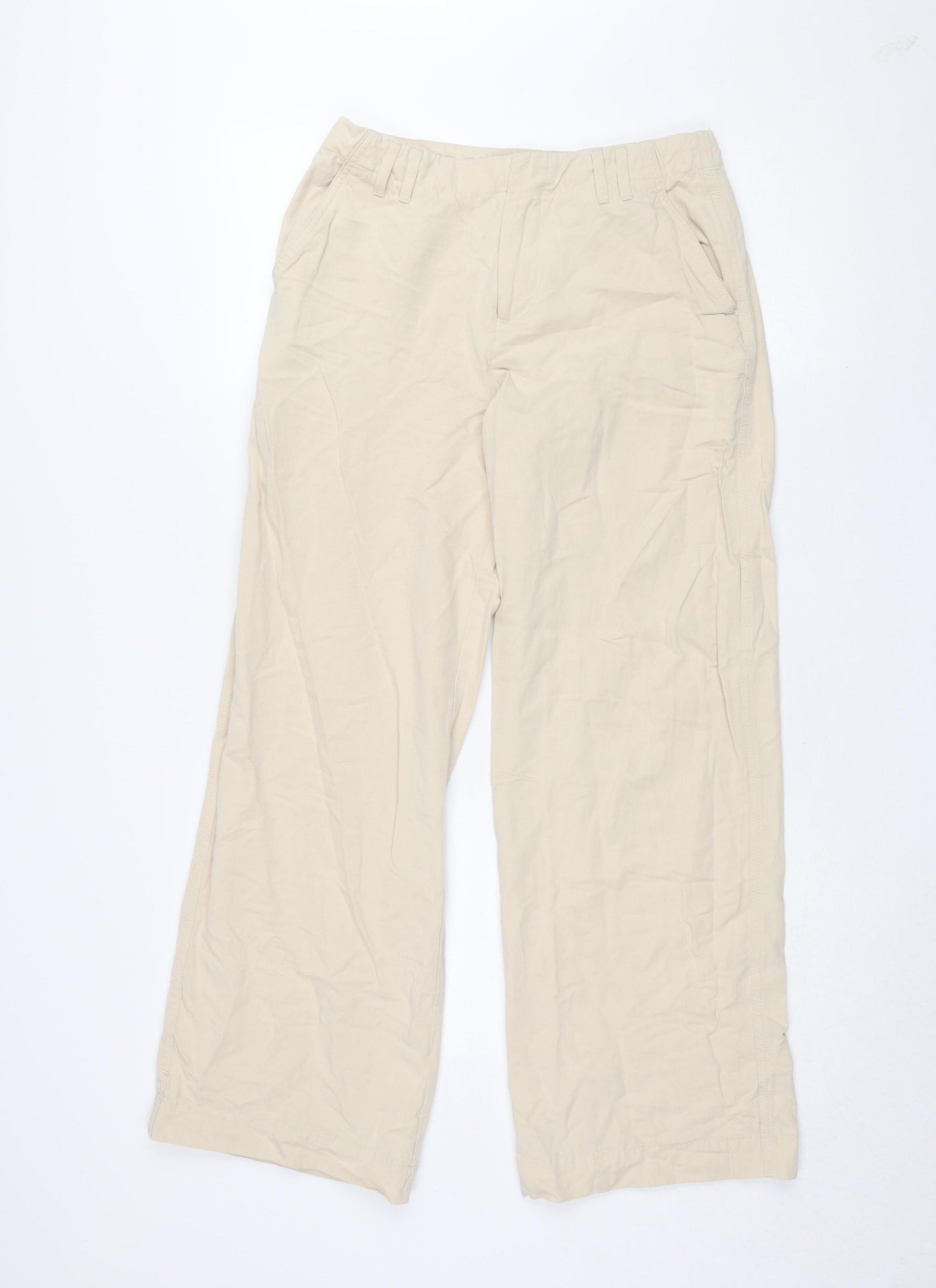 Womens UK Size S Zara Relaxed Fit Cargo Beige Trousers