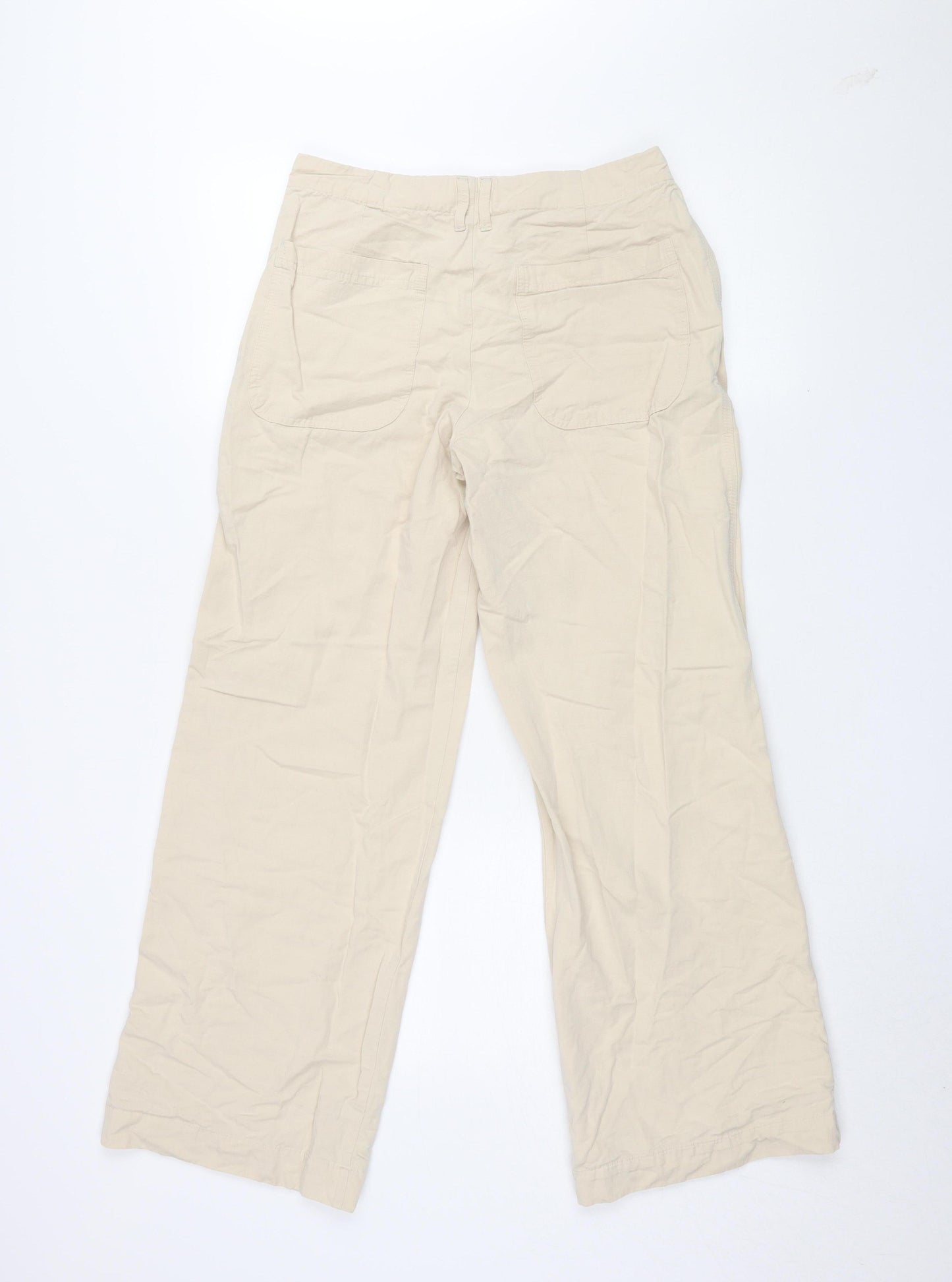 Womens UK Size S Zara Relaxed Fit Cargo Beige Trousers