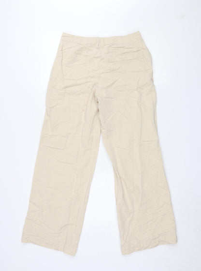 Womens UK Size S Zara Relaxed Fit Cargo Beige Trousers
