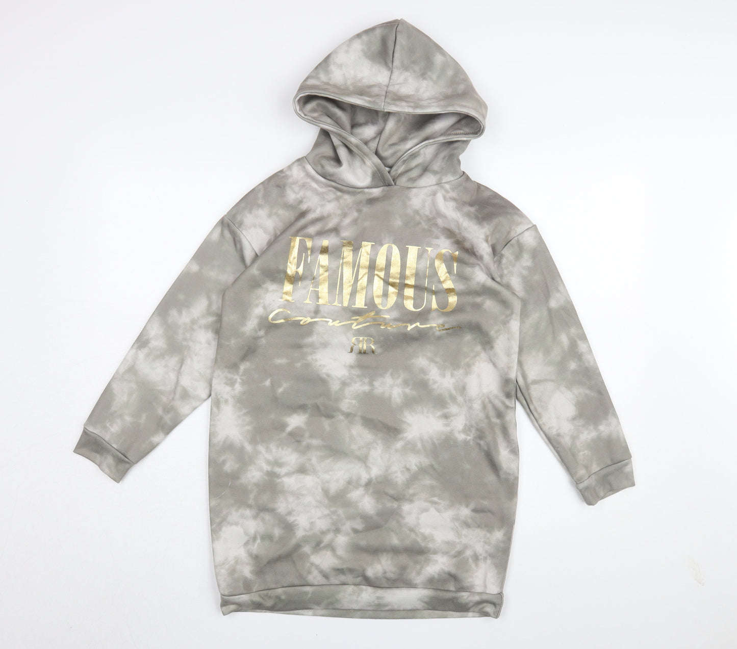 River Island Girls Grey Tie-Dye Hoodie Dress 9-10 Years