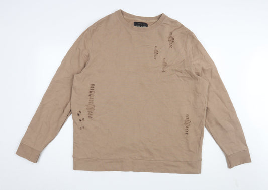 Mens UK Size XL River Island Beige Pullover Sweatshirt