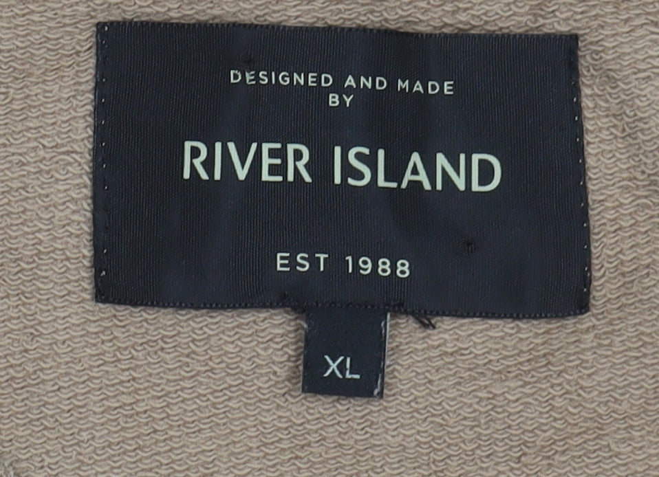 Mens UK Size XL River Island Beige Pullover Sweatshirt