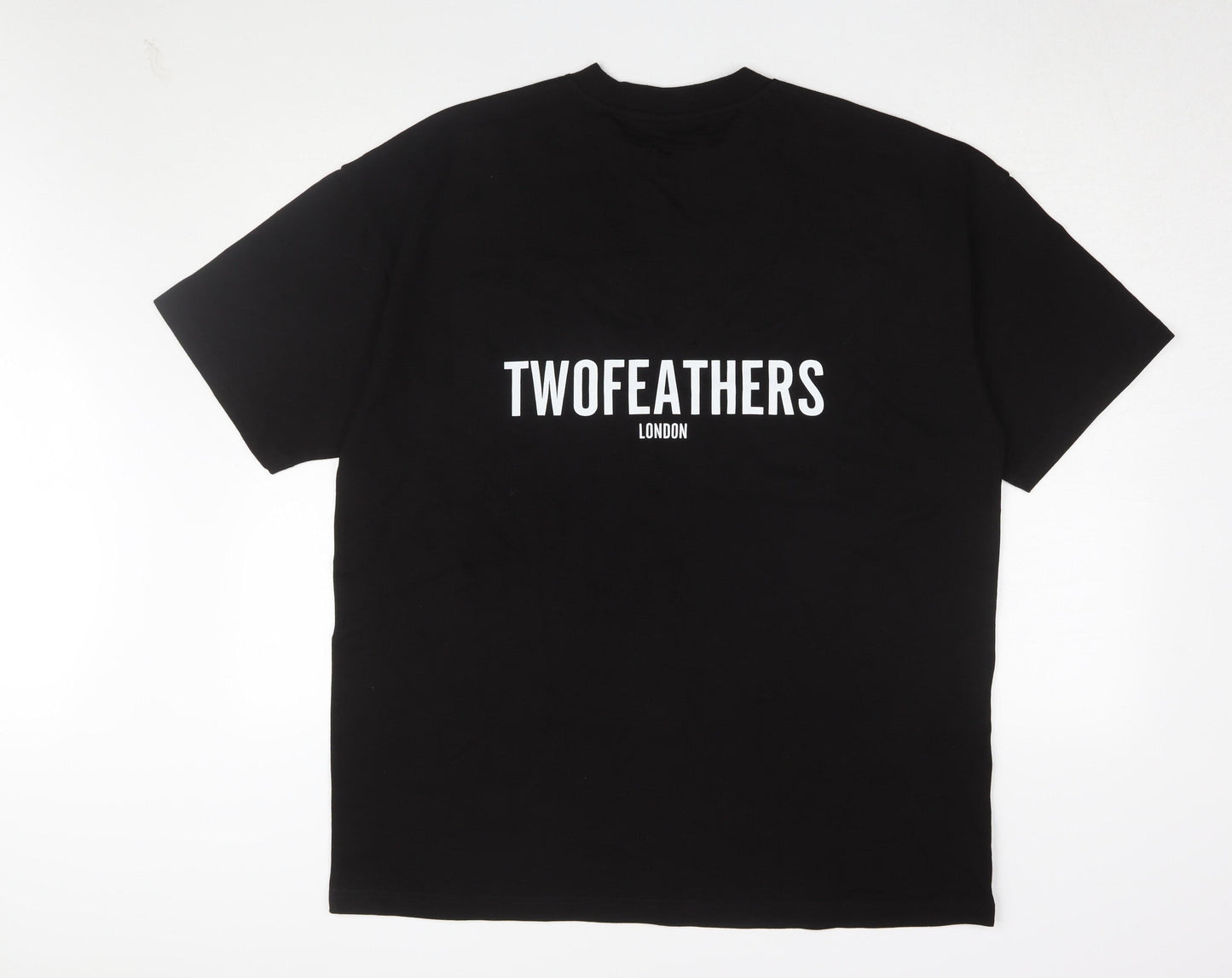Twofeathers Black Cotton T-Shirt Large
