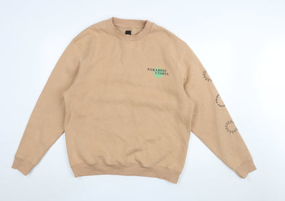 Mens UK Size M River Island Beige Pullover Sweatshirt