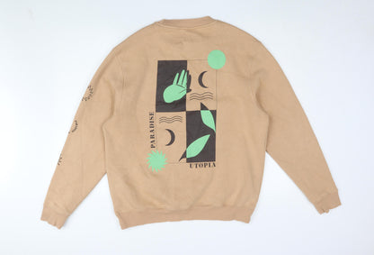 Mens UK Size M River Island Beige Pullover Sweatshirt