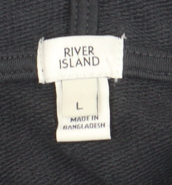 Mens UK Size L River Island Black Pullover Hoodie