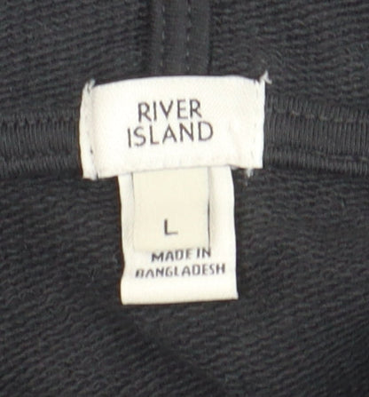 Mens UK Size L River Island Black Pullover Hoodie