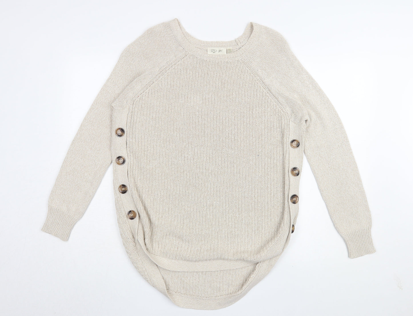 RD Style Women's Beige Medium Crew Neck Pullover Jumper