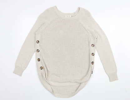 RD Style Women's Beige Medium Crew Neck Pullover Jumper