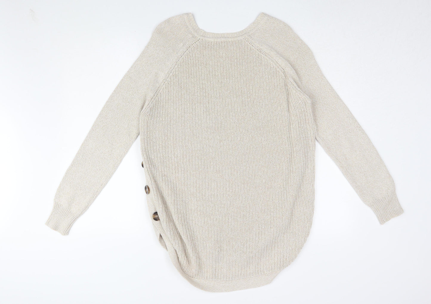 RD Style Women's Beige Medium Crew Neck Pullover Jumper