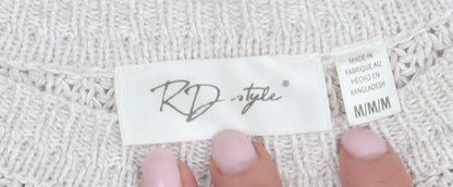 RD Style Women's Beige Medium Crew Neck Pullover Jumper