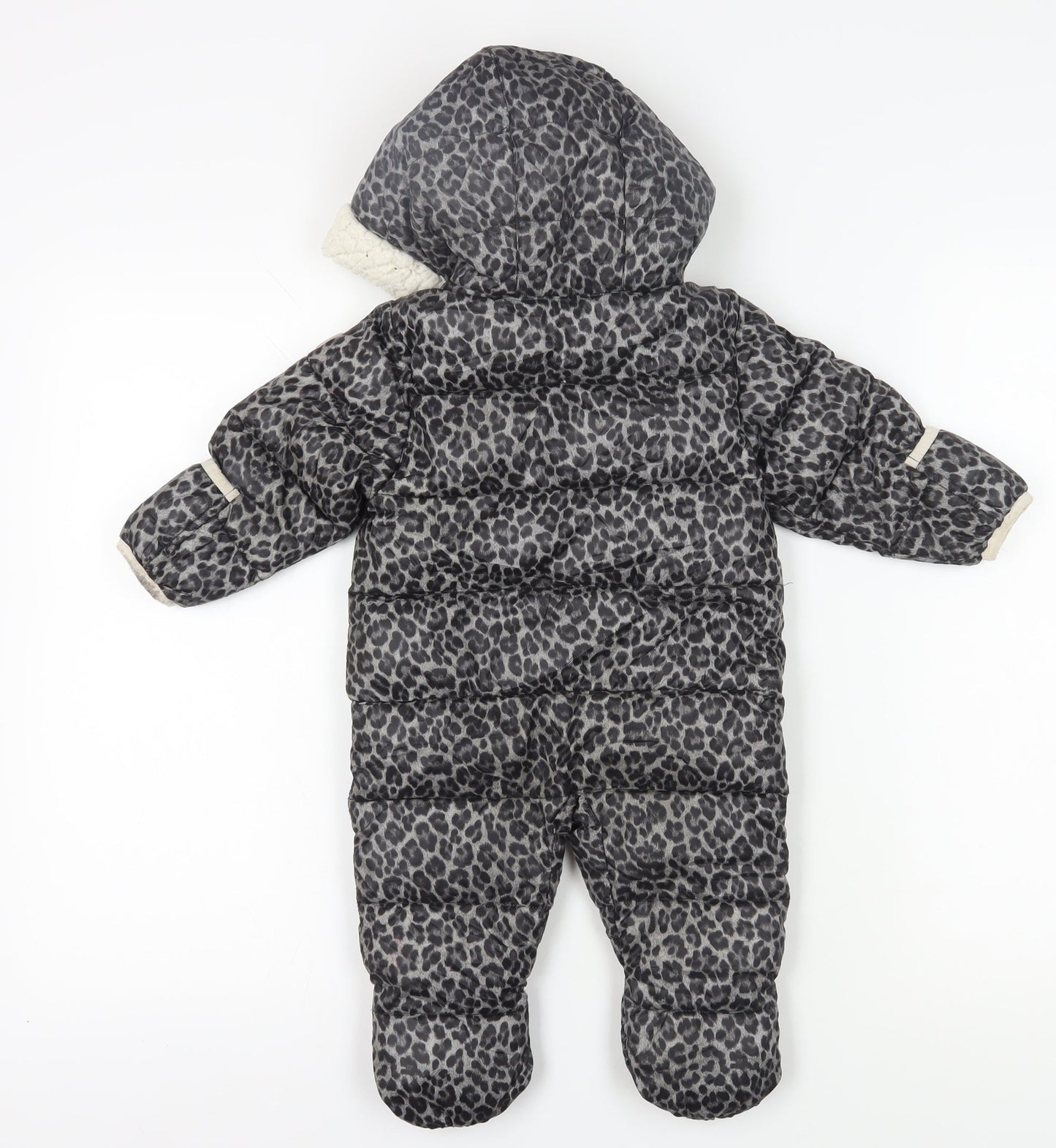 Michael Kors Unisex Grey Animal Print Puffer Snowsuit, 6-9M