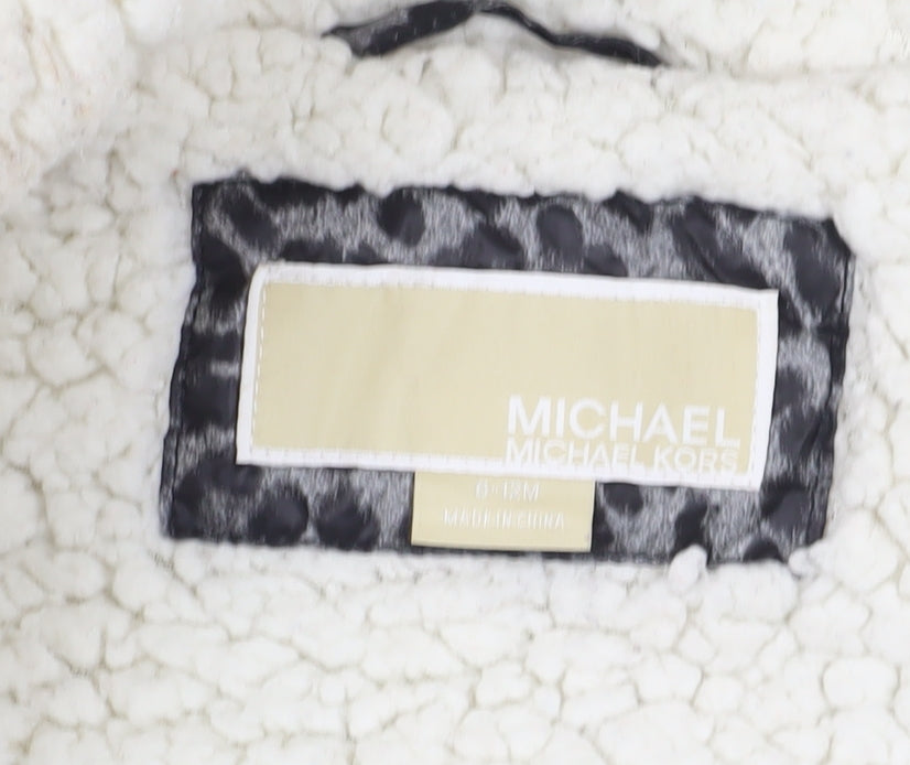 Michael Kors Unisex Grey Animal Print Puffer Snowsuit, 6-9M