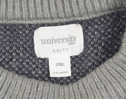 University Club Women's Grey 2XL Zebra Jumper
