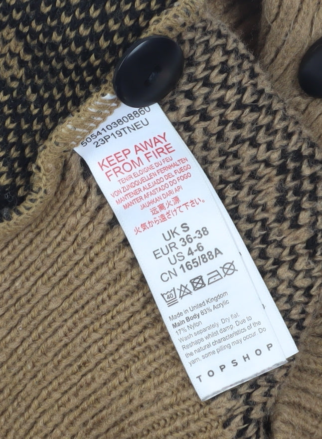 Womens UK Size S Topshop Brown Cardigan Jumper