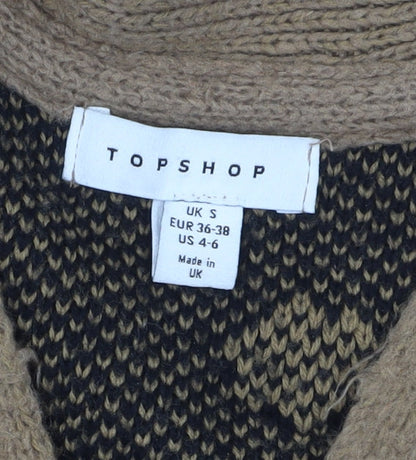 Womens UK Size S Topshop Brown Cardigan Jumper