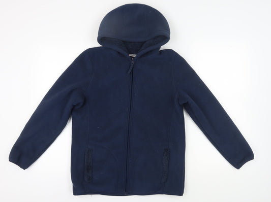 Damart Women's Blue Hooded Fleece Jacket Size 10/12