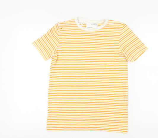 Womens UK Size S Selected Femme Yellow Basic T-Shirt