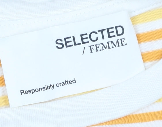 Womens UK Size S Selected Femme Yellow Basic T-Shirt
