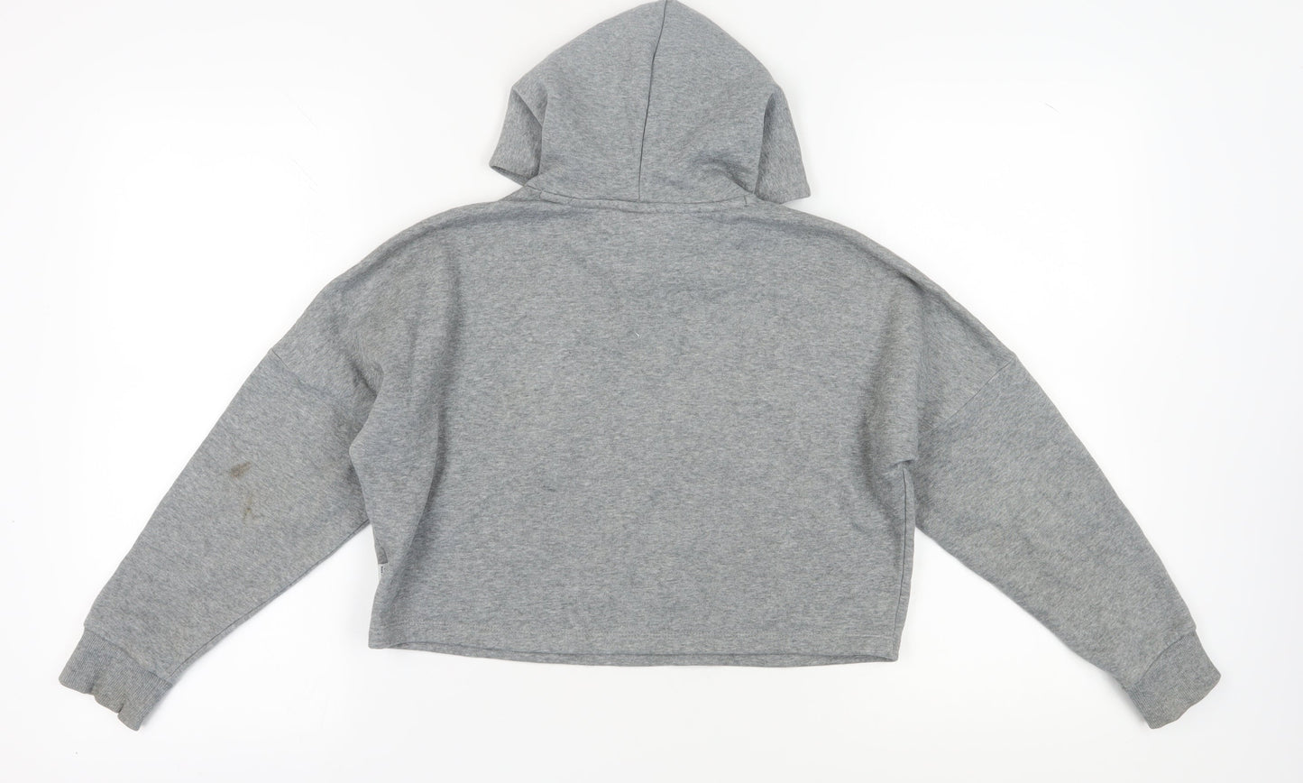 Puma Girls Grey Hoodie 11-12 Years Pullover Graphic Print