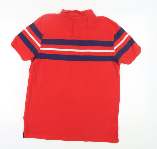 US Polo Assn Men's Red Striped Polo Shirt Size L