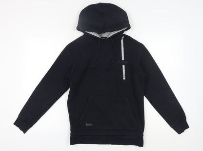 Voi Jeans Men's Black Pullover Hoodie, Size S, Logo Accent