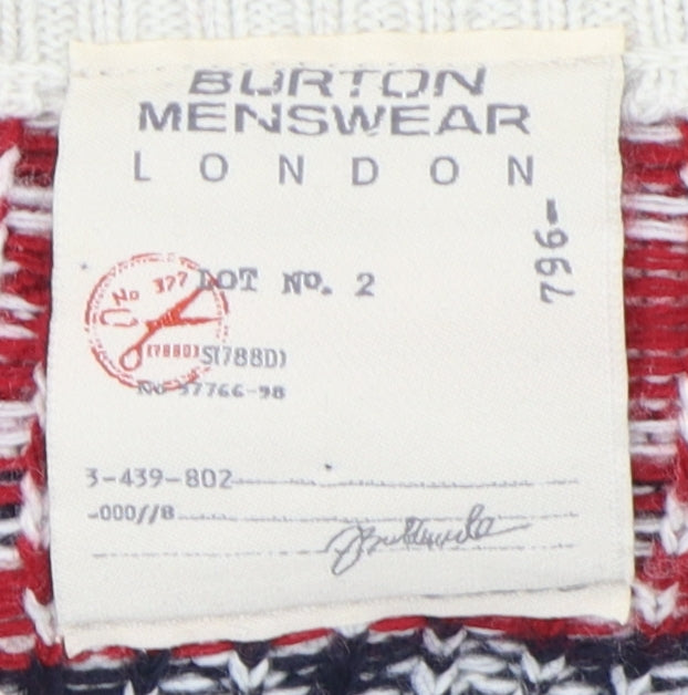 Burton Men's Ivory Fair Isle Crew Neck Jumper - Size L