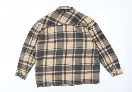 Quiz Women's Beige Plaid Jacket S Casual Button Classic