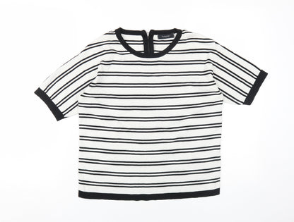 Marks & Spencer Black Striped Jersey T-Shirt, Size 8