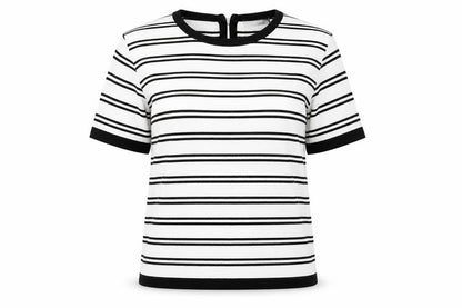 Marks & Spencer Black Striped Jersey T-Shirt, Size 8
