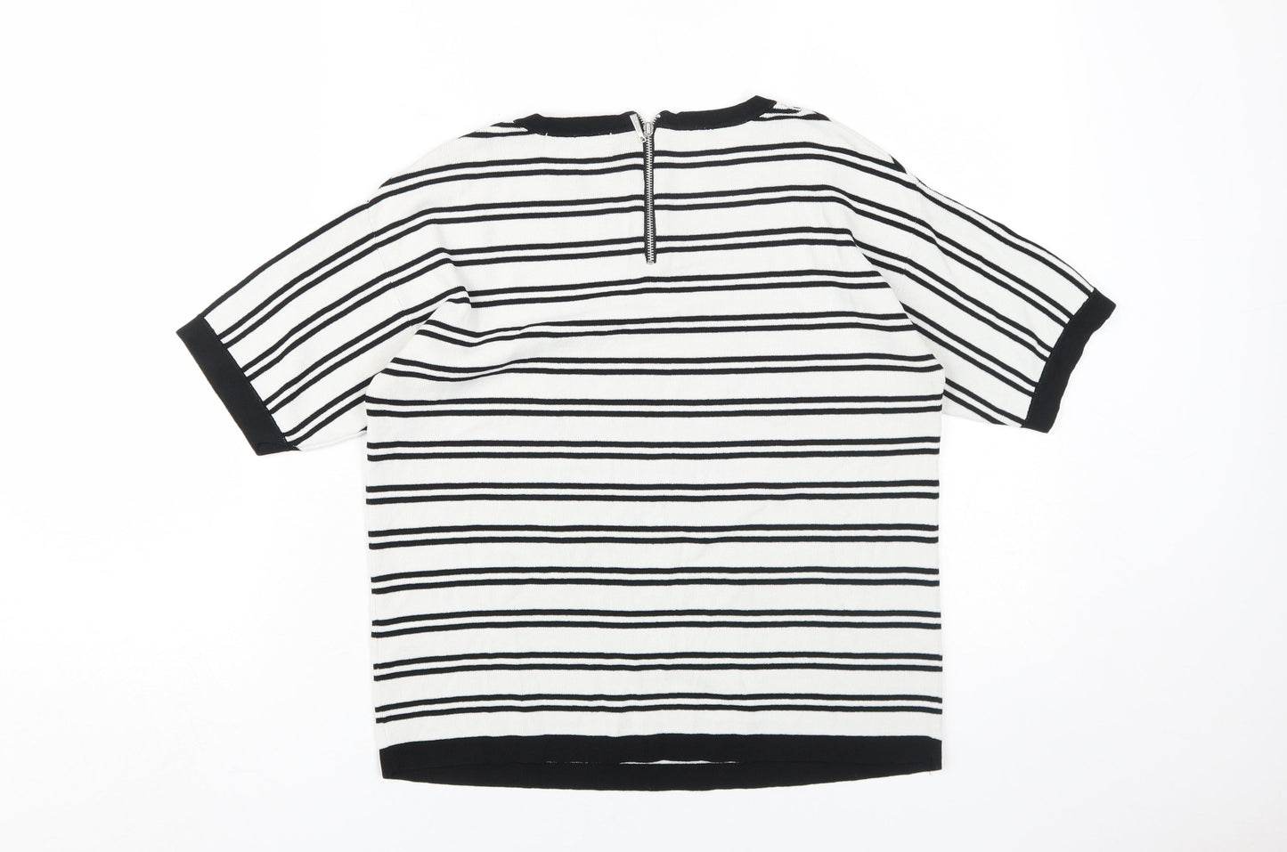 Marks & Spencer Black Striped Jersey T-Shirt, Size 8