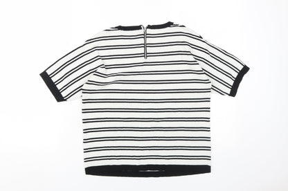 Marks & Spencer Black Striped Jersey T-Shirt, Size 8