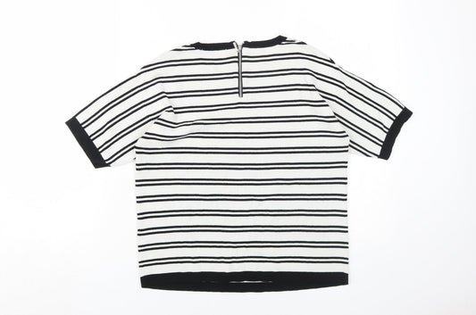Marks & Spencer Black Striped Jersey T-Shirt, Size 8