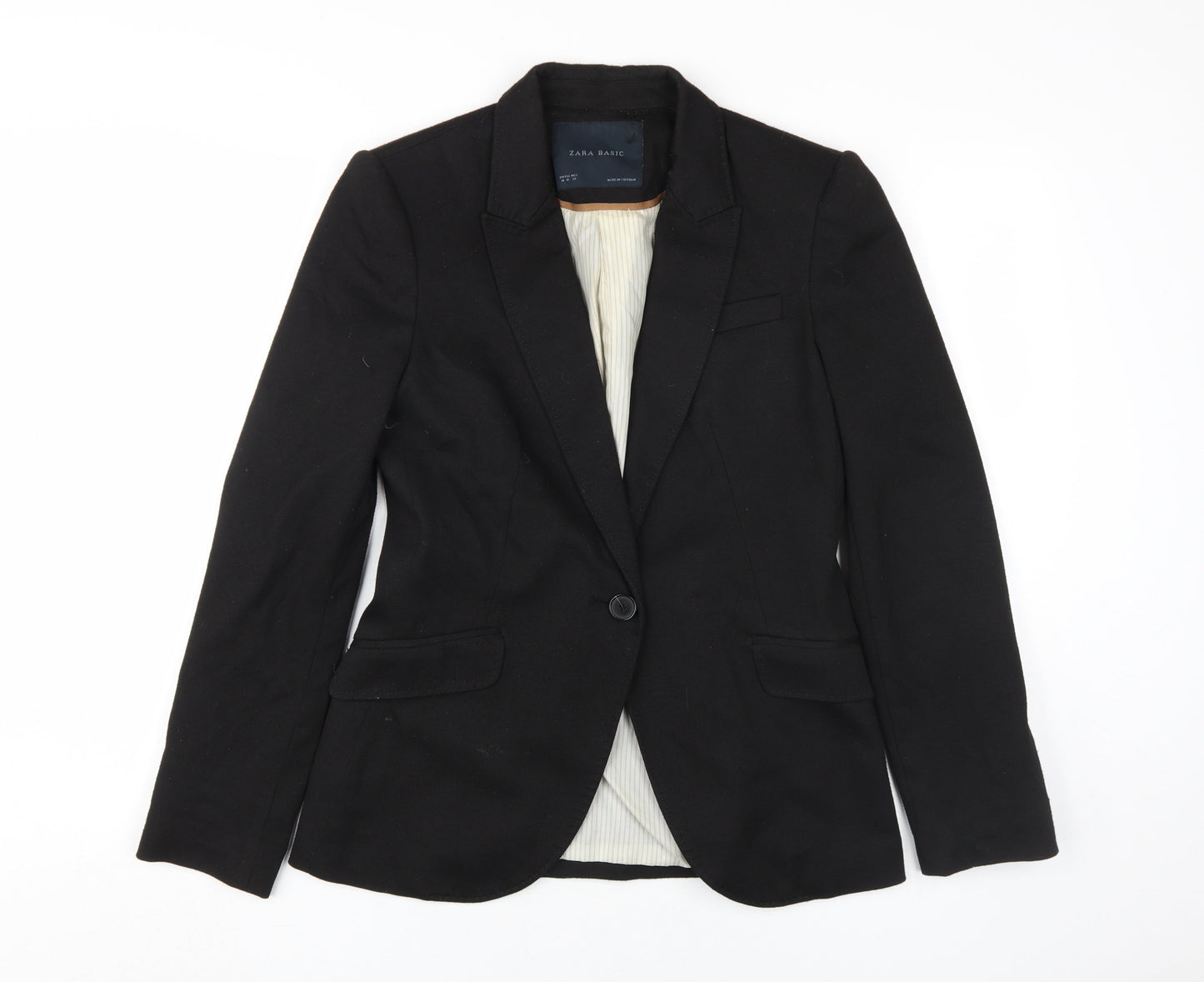 Zara Women's Black Blazer Size 12 Regular Notch Lapel