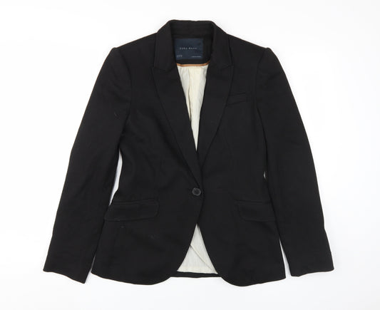 Zara Women's Black Blazer Size 12 Regular Notch Lapel