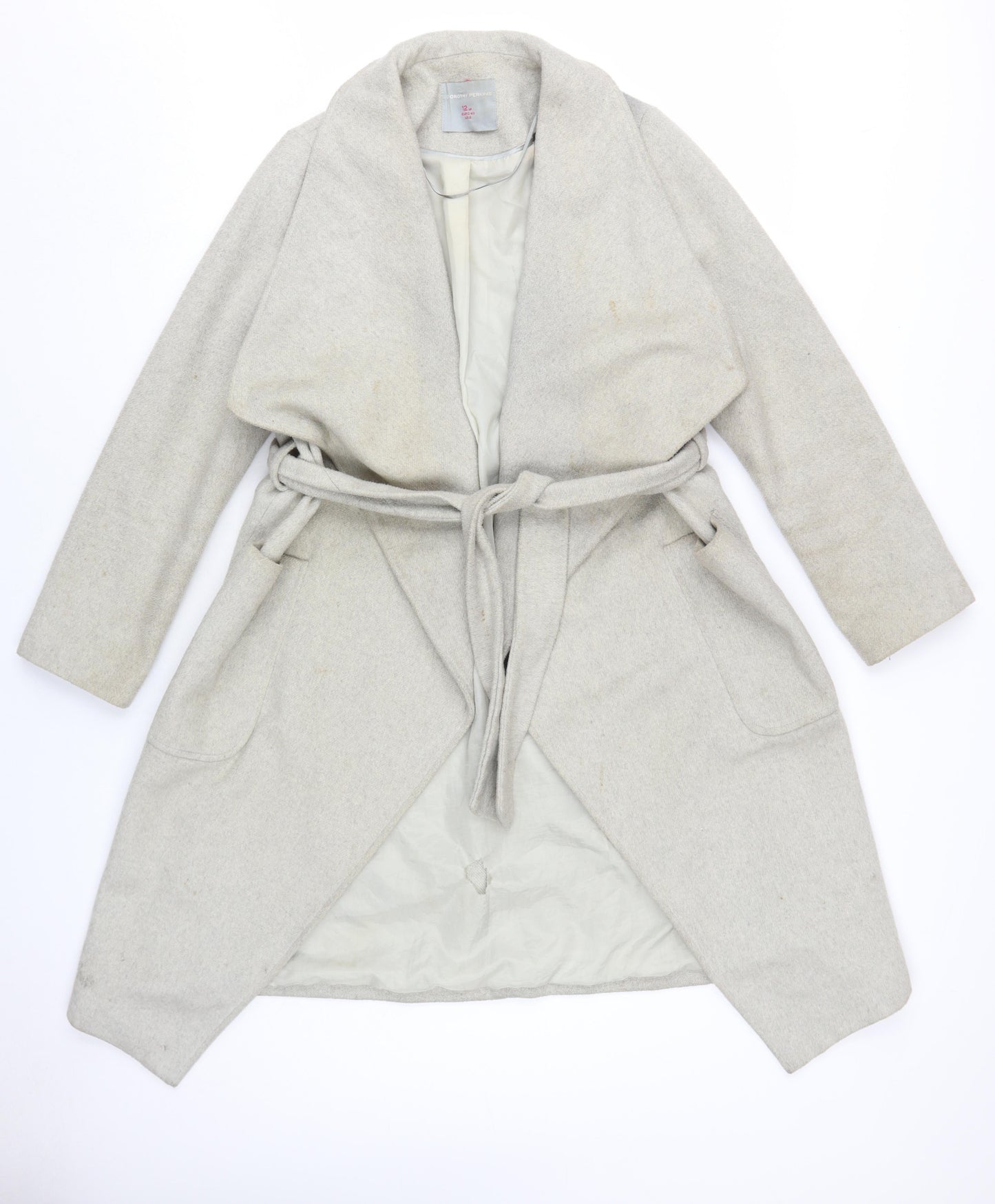 Womens UK Size 12 Dorothy Perkins Beige Overcoat