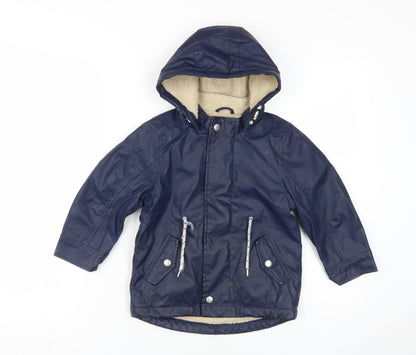 John Lewis Boys Blue Parka Coat 3 Years Winter Hooded