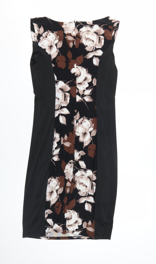 Phase Eight Women's Black Floral Bodycon Dress Size 12