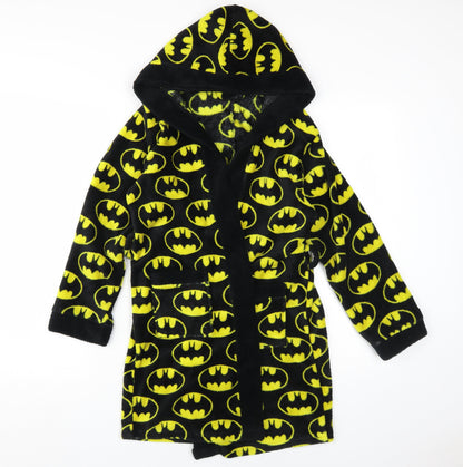 Batman Boys Black Fleece Hooded Robe Age 12-13 Graphic Print